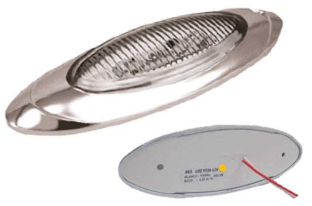 463- PLAFÓN 4 LEDS LATERAL OVALADO ARO CROMADO MICA CRISTAL