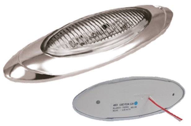 463- PLAFÓN 4 LEDS LATERAL OVALADO ARO CROMADO MICA CRISTAL