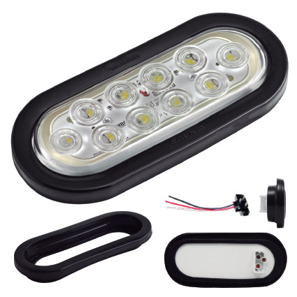 430-PLAFÓN 10 LED 6" LUZ BLANCA OVALADO HULE Y CONECTOR