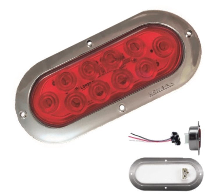 459- PLAFÓN 10 LED 6" OVALADO BI-ESTROBO CROMADO C/CONECTOR