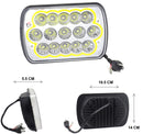 904- HIGH INTENSITY RECTANGULAR HEADLIGHT 15 LEDS WHITE LIGHT WITH YELLOW OUTLINE