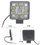 908- HIGH INTENSITY SQUARE HEADLIGHT 9 LEDS WHITE LIGHT